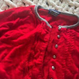 Vintage Willow Ridge Red Sweater with Silver Buttons